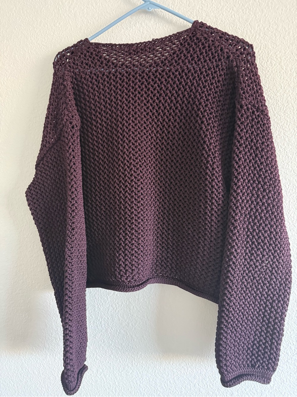 Zara Dark Plum Crochet Button-Up Cardigan - Picture 6 of 6